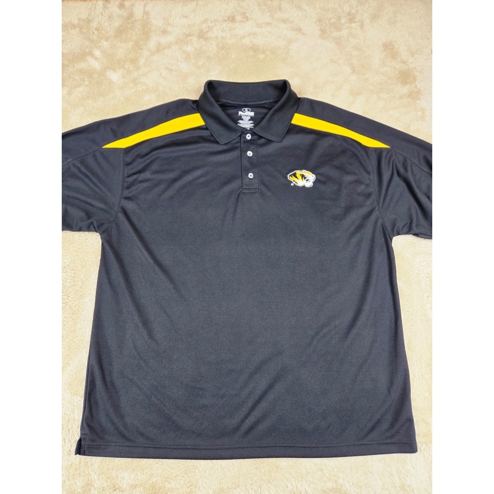 Mizzou Tigers ProEdge Mens XL Black Yellow Polo‎ Shirt Golf Athletic